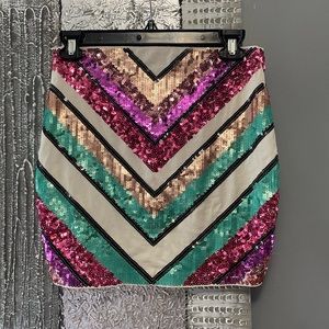 Sequin abstract mini skirt